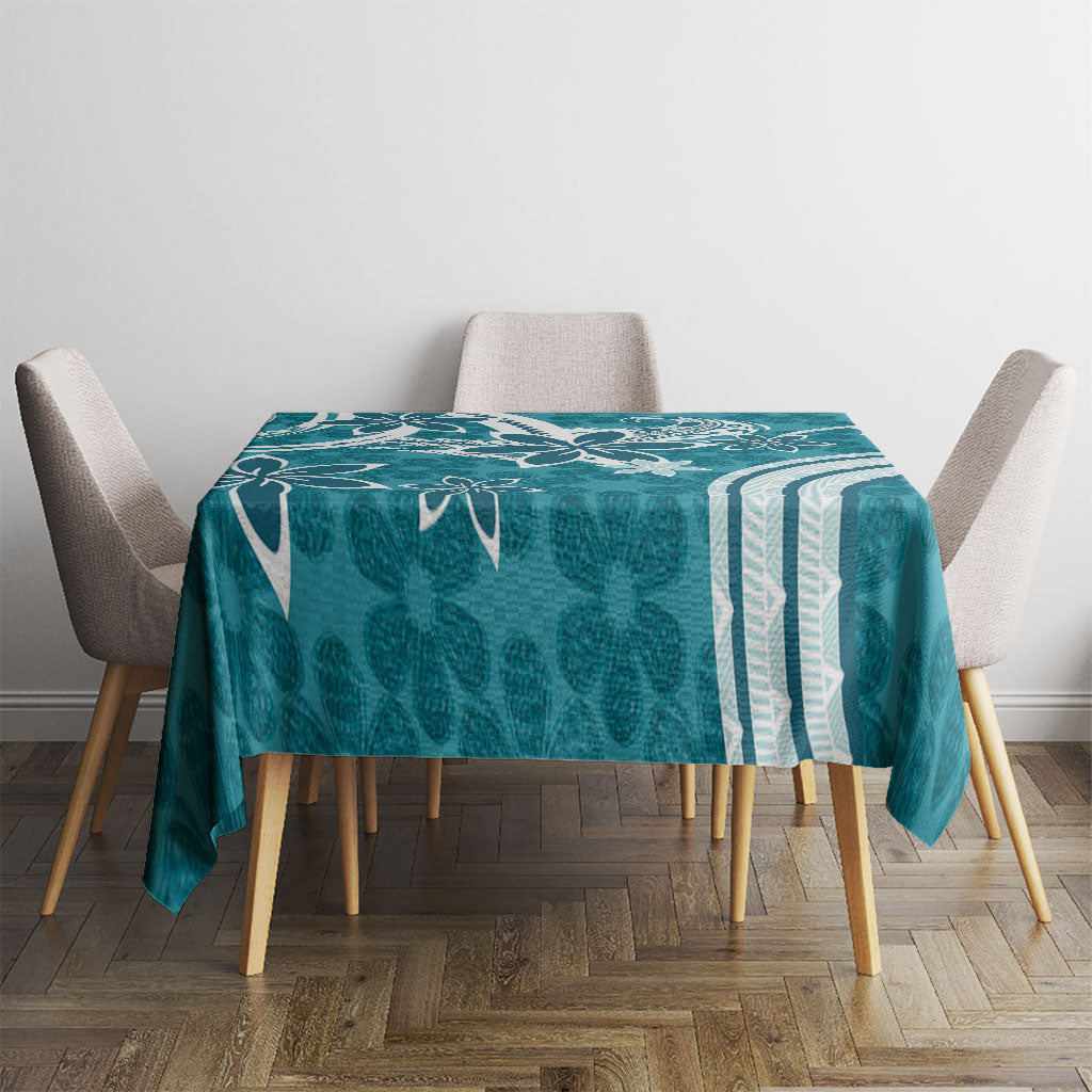 Hawaii Pupuala Plumeria Teal Tablecloth Polynesian Pattern LT01 - Polynesian Pride