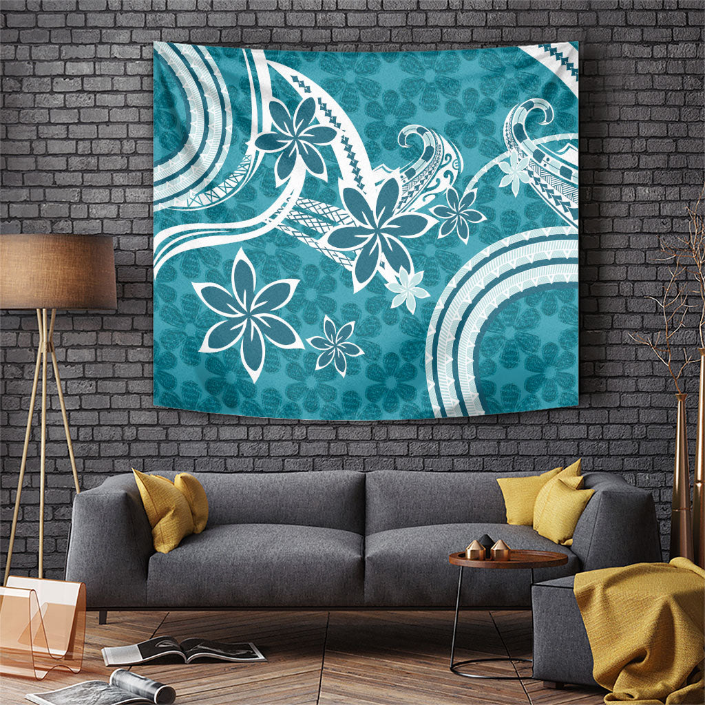Hawaii Pupuala Plumeria Teal Tapestry Polynesian Pattern LT01 Teal - Polynesian Pride