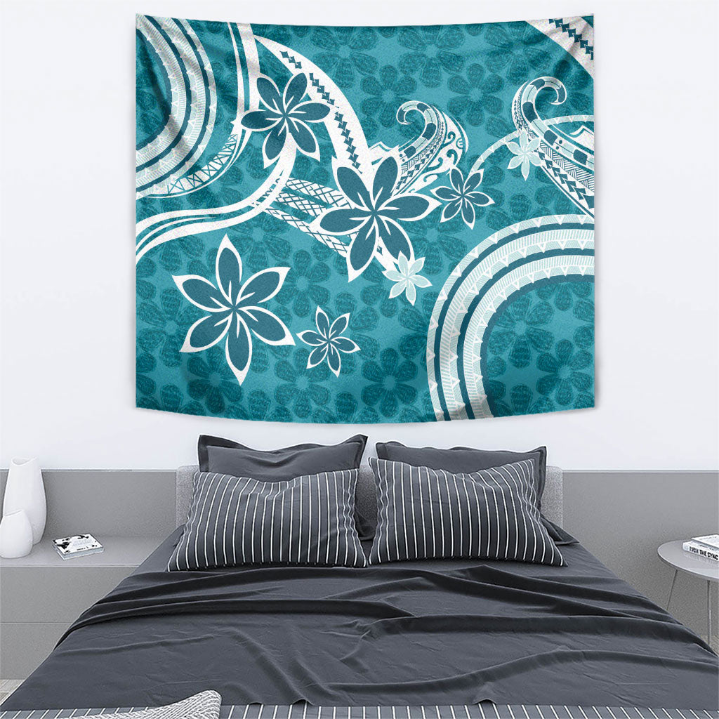 Hawaii Pupuala Plumeria Teal Tapestry Polynesian Pattern LT01 - Polynesian Pride