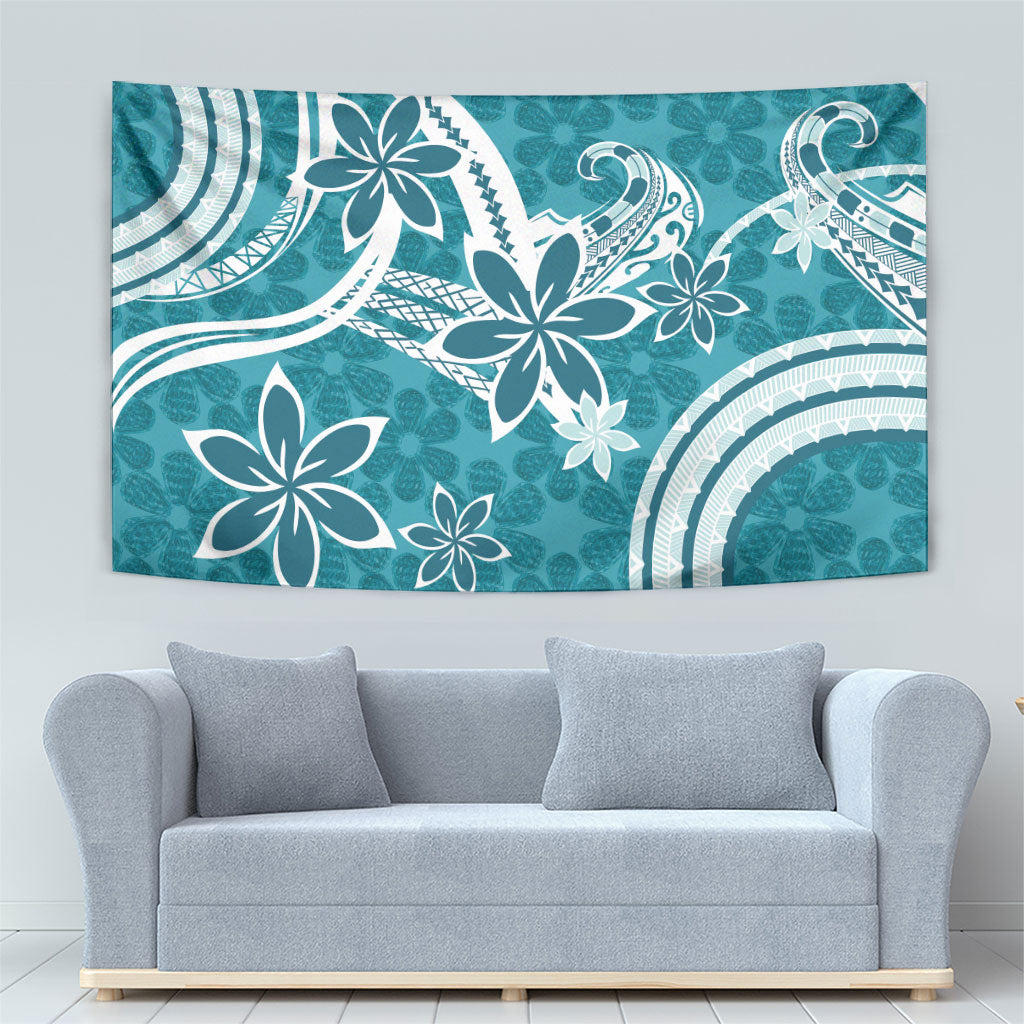 Hawaii Pupuala Plumeria Teal Tapestry Polynesian Pattern LT01 - Polynesian Pride