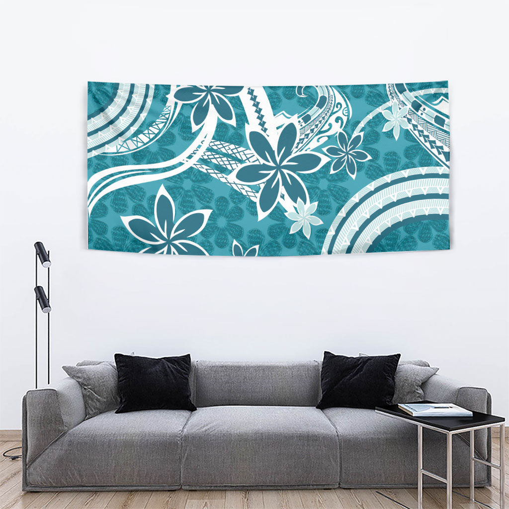 Hawaii Pupuala Plumeria Teal Tapestry Polynesian Pattern LT01 - Polynesian Pride