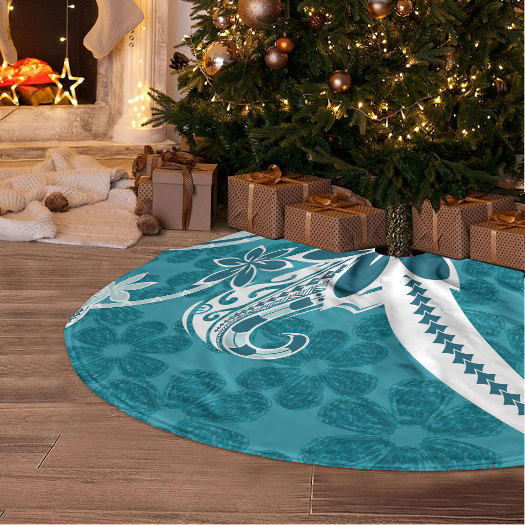 Hawaii Pupuala Plumeria Teal Tree Skirt Polynesian Pattern LT01 - Polynesian Pride