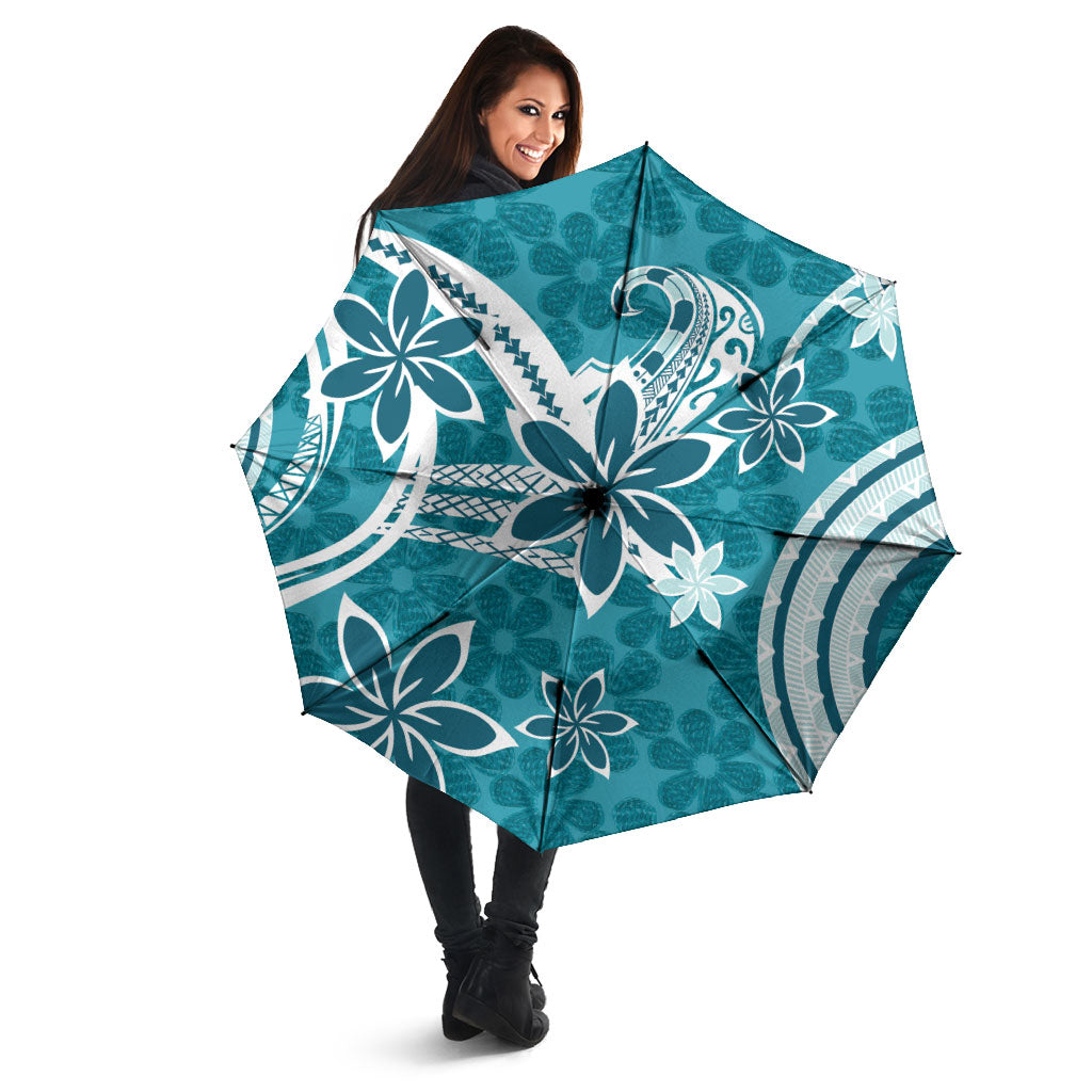 Hawaii Pupuala Plumeria Teal Umbrella Polynesian Pattern LT01 - Polynesian Pride