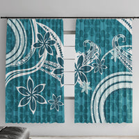 Hawaii Pupuala Plumeria Teal Window Curtain Polynesian Pattern LT01 With Hooks Teal - Polynesian Pride