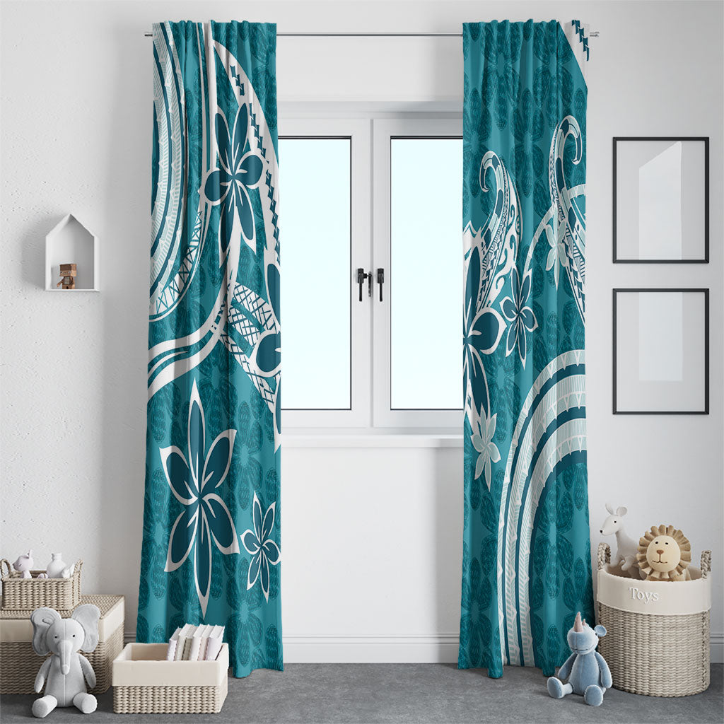 Hawaii Pupuala Plumeria Teal Window Curtain Polynesian Pattern LT01 - Polynesian Pride