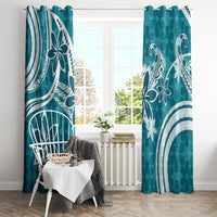 Hawaii Pupuala Plumeria Teal Window Curtain Polynesian Pattern LT01 - Polynesian Pride