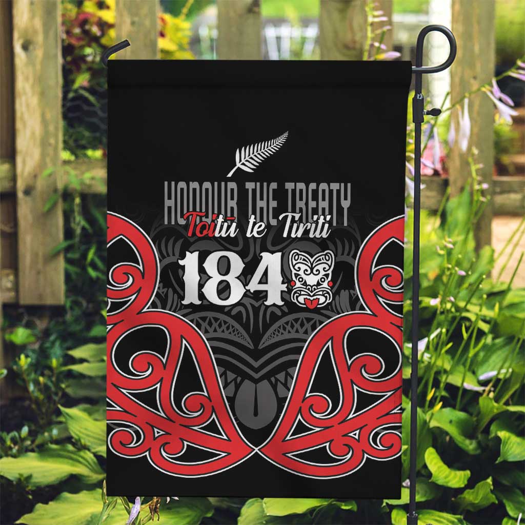 Toitu Te Tiriti 1840 Aotearoa Garden Flag Stand Together Stand Stronger LT01 Garden Flag Black - Polynesian Pride