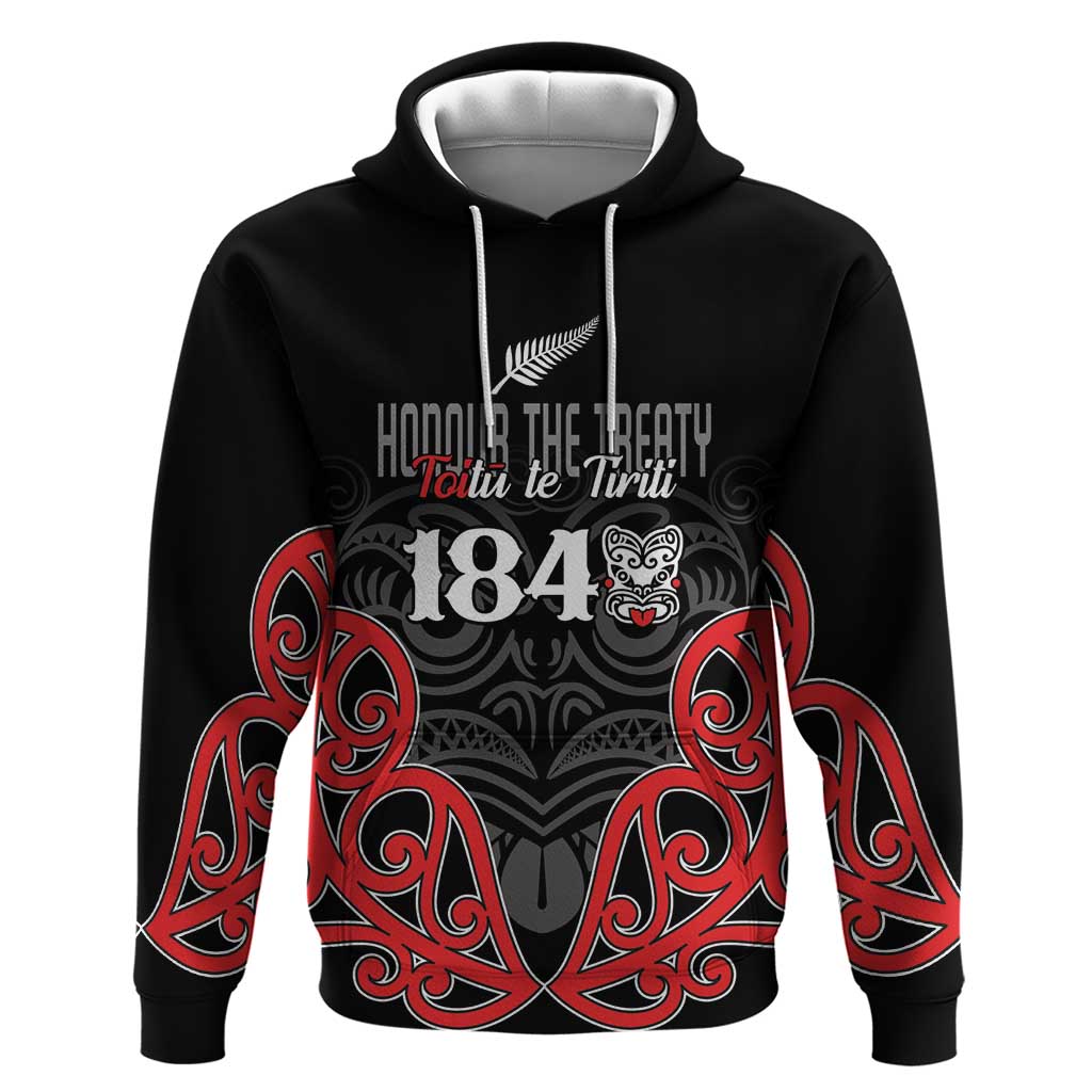 Toitu Te Tiriti 1840 Aotearoa Hoodie Stand Together Stand Stronger LT01 Pullover Hoodie Black - Polynesian Pride