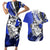 Polynesian Valentine Couples Matching Short Sleeve Bodycon Dress and Hawaiian Shirt Couple Floral Unique Blue Version LT01 Blue - Polynesian Pride