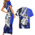 Polynesian Valentine Couples Matching Short Sleeve Bodycon Dress and Hawaiian Shirt Couple Floral Unique Blue Version LT01 - Polynesian Pride