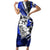 Polynesian Valentine Short Sleeve Bodycon Dress Couple Floral Unique Blue Version LT01 Long Dress Blue - Polynesian Pride