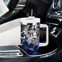 Polynesian Valentine Tumbler With Handle Couple Floral Unique Blue Version LT01 - Polynesian Pride