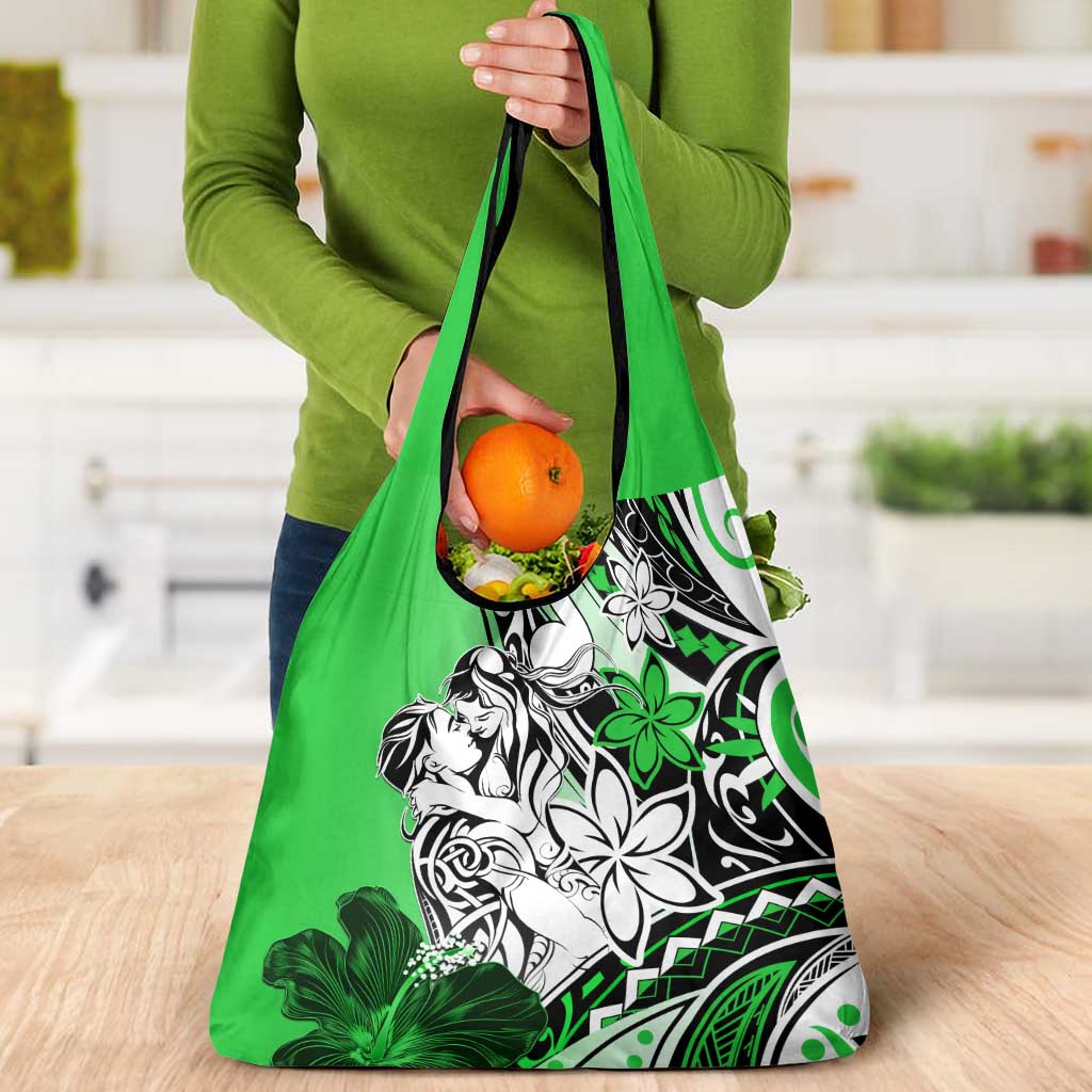 Polynesian Valentine Grocery Bag Couple Floral Unique Green Version LT01 - Polynesian Pride