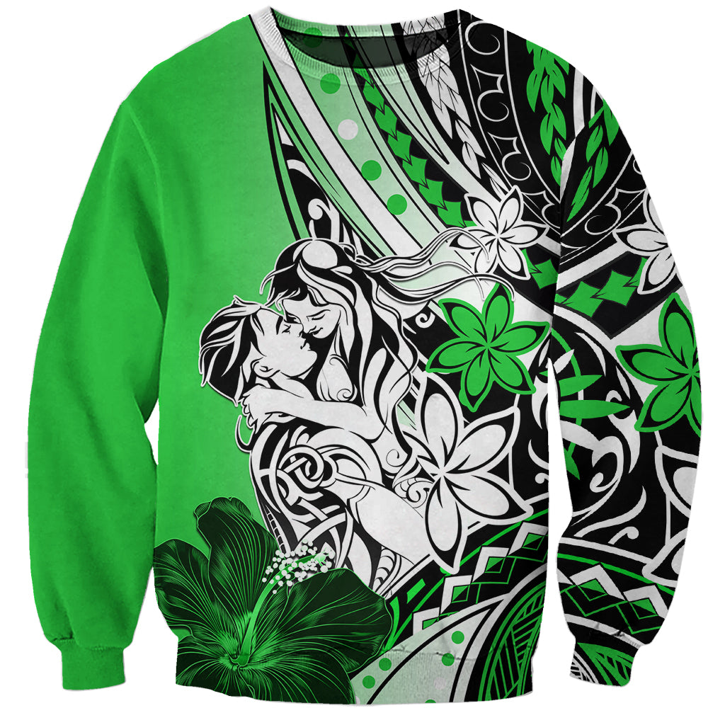 Polynesian Valentine Sweatshirt Couple Floral Unique Green Version LT01 Unisex Green - Polynesian Pride