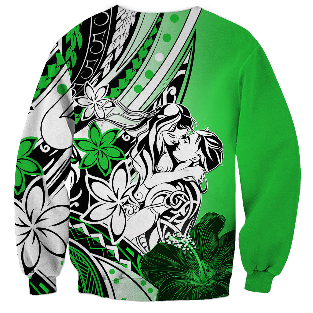 Polynesian Valentine Sweatshirt Couple Floral Unique Green Version LT01 - Polynesian Pride