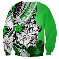 Polynesian Valentine Sweatshirt Couple Floral Unique Green Version LT01 - Polynesian Pride
