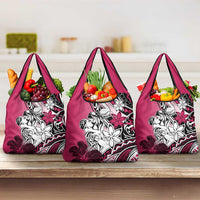 Polynesian Valentine Grocery Bag Couple Floral Unique Pink Version LT01 3-pack One Size Pink - Polynesian Pride
