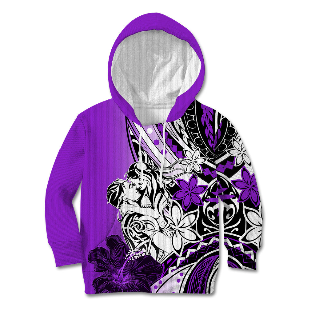 Polynesian Valentine Kid Hoodie Couple Floral Unique Purple Version LT01 Hoodie Purple - Polynesian Pride