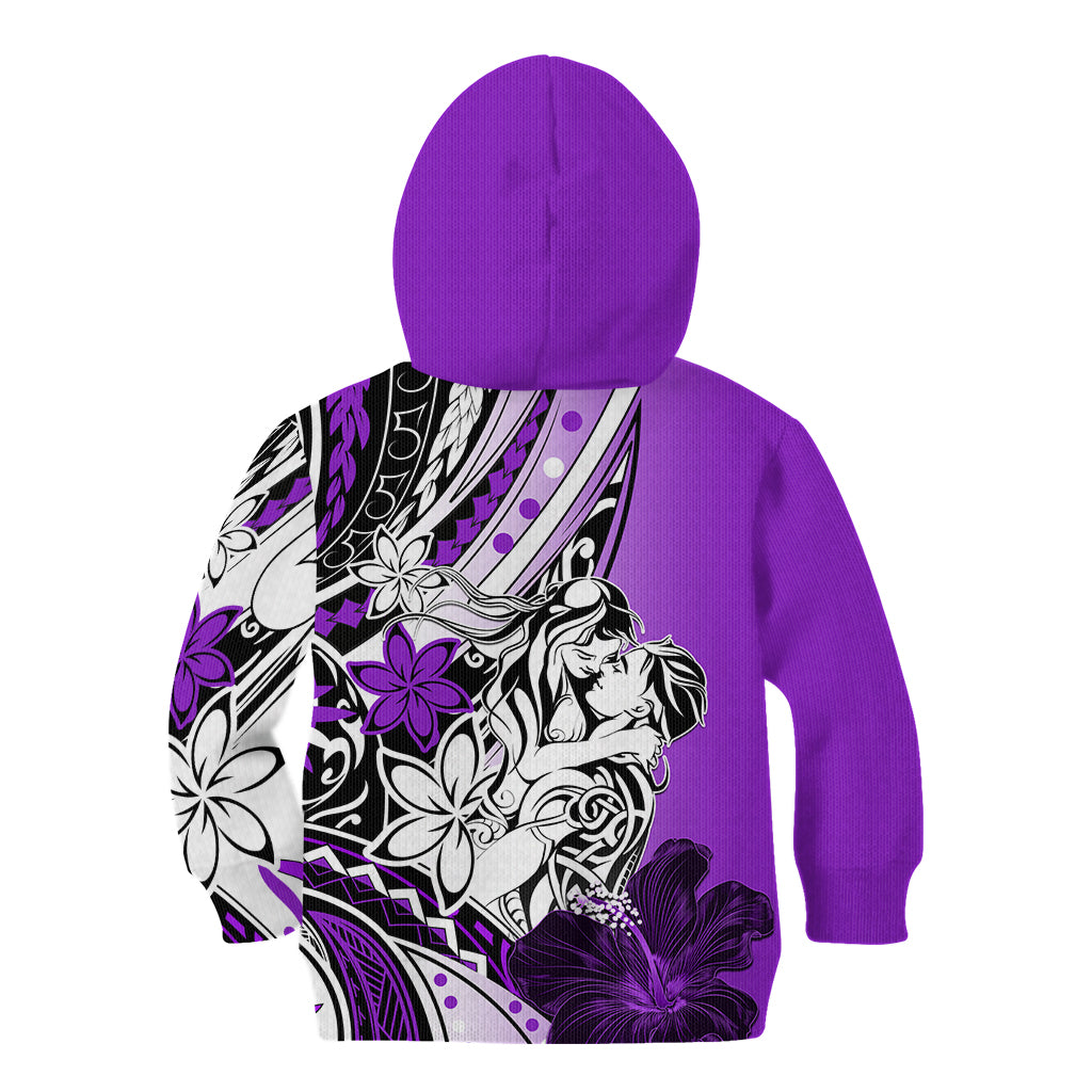 Polynesian Valentine Kid Hoodie Couple Floral Unique Purple Version LT01 - Polynesian Pride