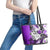 Polynesian Valentine Leather Tote Bag Couple Floral Unique Purple Version LT01 - Polynesian Pride