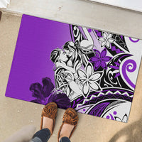 Polynesian Valentine Rubber Doormat Couple Floral Unique Purple Version LT01 - Polynesian Pride