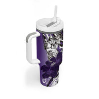 Polynesian Valentine Tumbler With Handle Couple Floral Unique Purple Version LT01 - Polynesian Pride