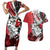 Polynesian Valentine Couples Matching Short Sleeve Bodycon Dress and Hawaiian Shirt Couple Floral Unique Red Version LT01 Red - Polynesian Pride