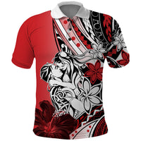 Polynesian Valentine Polo Shirt Couple Floral Unique Red Version LT01 Red - Polynesian Pride