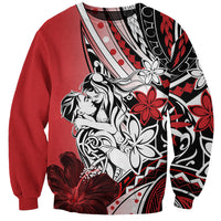 Polynesian Valentine Sweatshirt Couple Floral Unique Red Version LT01 Unisex Red - Polynesian Pride