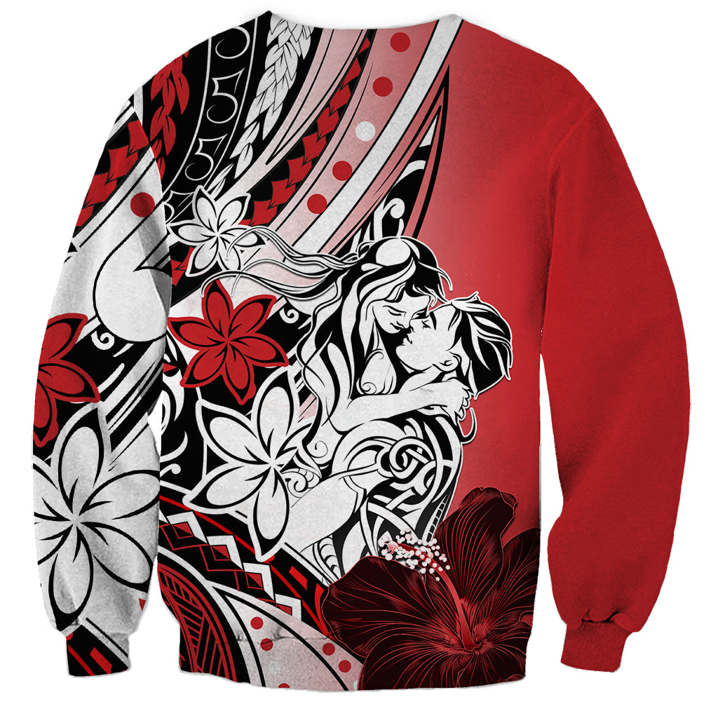 Polynesian Valentine Sweatshirt Couple Floral Unique Red Version LT01 - Polynesian Pride