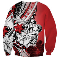 Polynesian Valentine Sweatshirt Couple Floral Unique Red Version LT01 - Polynesian Pride