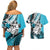 Polynesian Valentine Couples Matching Off Shoulder Short Dress and Hawaiian Shirt Couple Floral Unique Sky Blue Version LT01 - Polynesian Pride