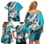 Polynesian Valentine Family Matching Off Shoulder Short Dress and Hawaiian Shirt Couple Floral Unique Sky Blue Version LT01 - Polynesian Pride