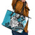 Polynesian Valentine Leather Tote Bag Couple Floral Unique Sky Blue Version LT01 - Polynesian Pride