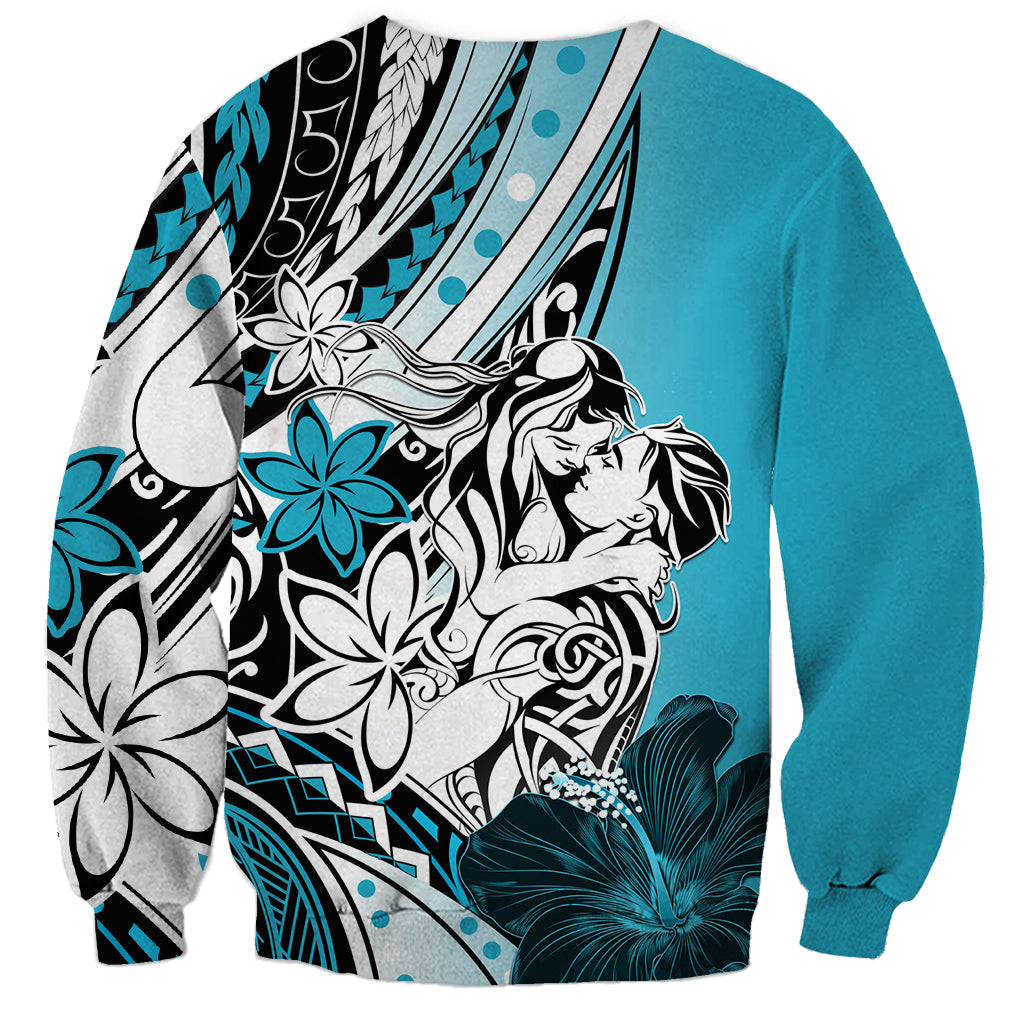 Polynesian Valentine Sweatshirt Couple Floral Unique Sky Blue Version LT01 - Polynesian Pride