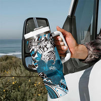 Polynesian Valentine Tumbler With Handle Couple Floral Unique Sky Blue Version LT01 - Polynesian Pride
