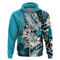 Polynesian Valentine Zip Hoodie Couple Floral Unique Sky Blue Version LT01 Zip Hoodie Sky - Polynesian Pride