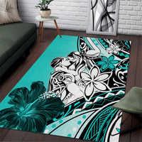 Polynesian Valentine Area Rug Couple Floral Unique Turquoise Version LT01 Turquoise - Polynesian Pride