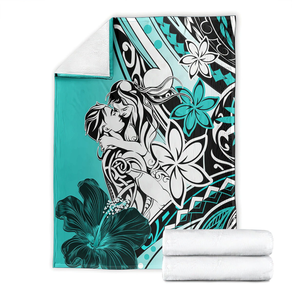 Polynesian Valentine Blanket Couple Floral Unique Turquoise Version LT01 - Polynesian Pride