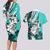 Polynesian Valentine Couples Matching Long Sleeve Bodycon Dress and Hawaiian Shirt Couple Floral Unique Turquoise Version LT01 - Polynesian Pride