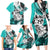 Polynesian Valentine Family Matching Long Sleeve Bodycon Dress and Hawaiian Shirt Couple Floral Unique Turquoise Version LT01 - Polynesian Pride