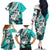 Polynesian Valentine Family Matching Off Shoulder Long Sleeve Dress and Hawaiian Shirt Couple Floral Unique Turquoise Version LT01 - Polynesian Pride