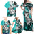 Polynesian Valentine Family Matching Off Shoulder Maxi Dress and Hawaiian Shirt Couple Floral Unique Turquoise Version LT01 - Polynesian Pride