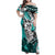 Polynesian Valentine Family Matching Off Shoulder Maxi Dress and Hawaiian Shirt Couple Floral Unique Turquoise Version LT01 Mom's Dress Turquoise - Polynesian Pride