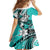 Polynesian Valentine Family Matching Off Shoulder Short Dress and Hawaiian Shirt Couple Floral Unique Turquoise Version LT01 - Polynesian Pride