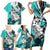 Polynesian Valentine Family Matching Short Sleeve Bodycon Dress and Hawaiian Shirt Couple Floral Unique Turquoise Version LT01 - Polynesian Pride