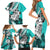 Polynesian Valentine Family Matching Short Sleeve Bodycon Dress and Hawaiian Shirt Couple Floral Unique Turquoise Version LT01 - Polynesian Pride