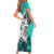 Polynesian Valentine Family Matching Short Sleeve Bodycon Dress and Hawaiian Shirt Couple Floral Unique Turquoise Version LT01 - Polynesian Pride