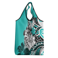 Polynesian Valentine Grocery Bag Couple Floral Unique Turquoise Version LT01 - Polynesian Pride