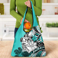 Polynesian Valentine Grocery Bag Couple Floral Unique Turquoise Version LT01 - Polynesian Pride